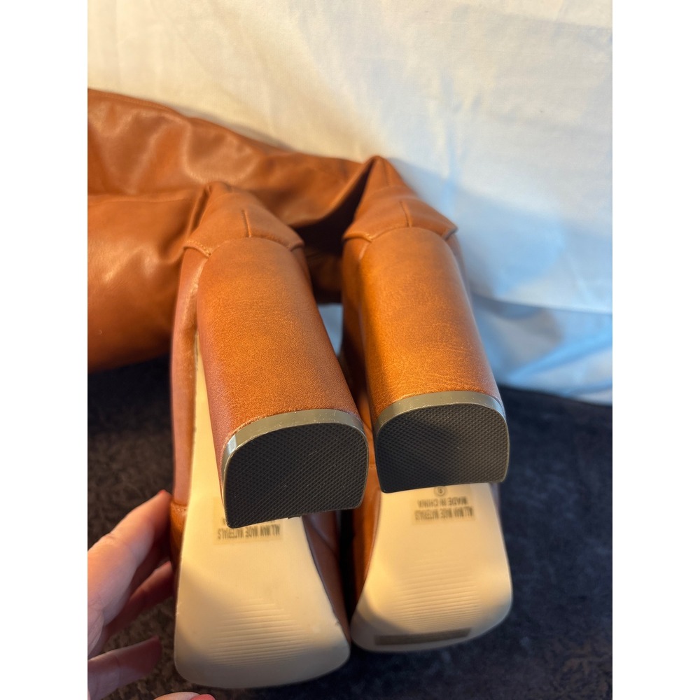 Chase + Chloe Tan Platform Knee-High Heeled Boots - Picture 6 of 9